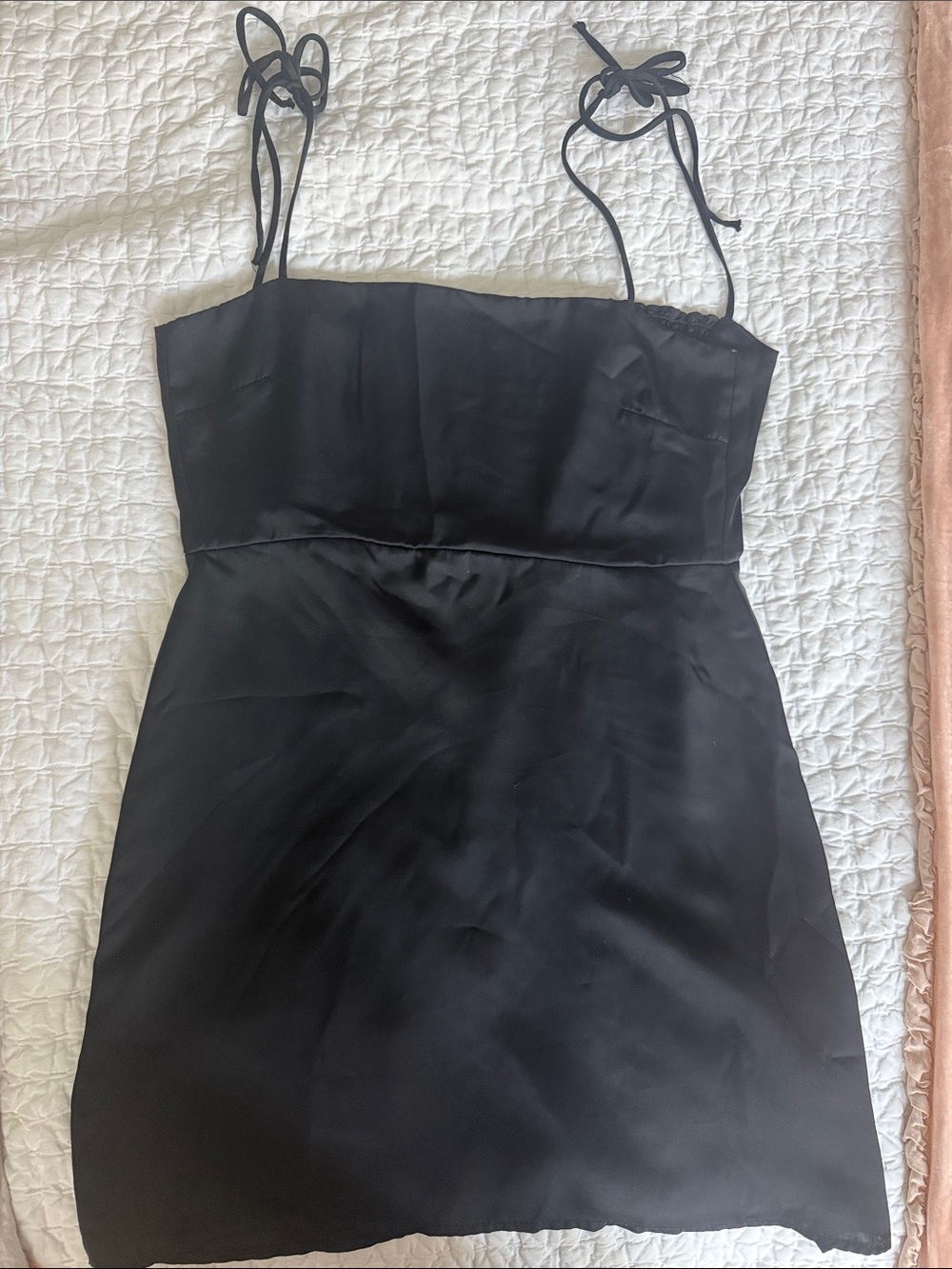 RESA Black Satin Spaghetti Strap Mini Dress